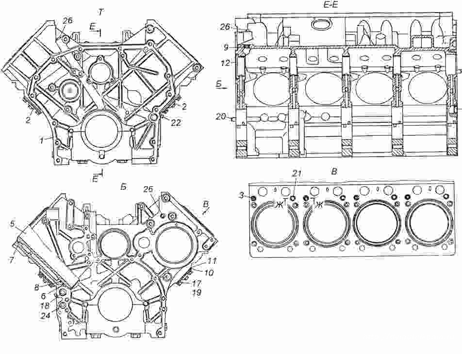 Чертеж блок цилиндров камаз 740